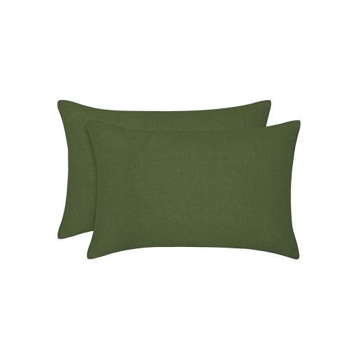 Pair of Olive French Linen Standard Pillowcases by Vintage Design Homewares