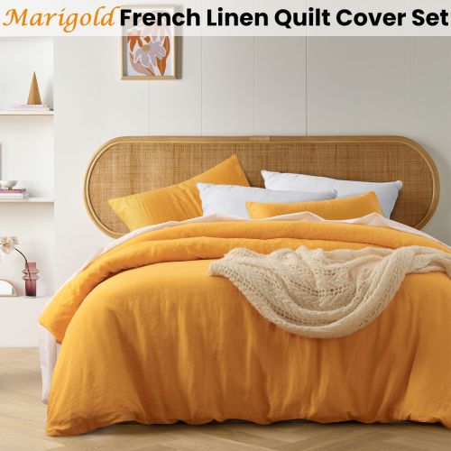 Marigold French Linen Quilt Cover Set by Vintage Design Homewares
