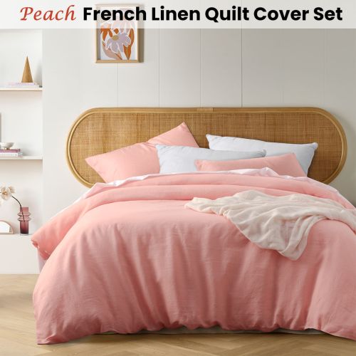 Peach French Linen Quilt Cover Set by Vintage Design Homewares