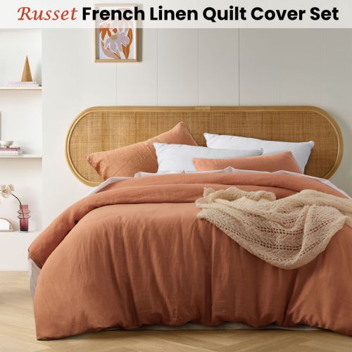 Russet French Linen Quilt Cover Set by Vintage Design Homewares