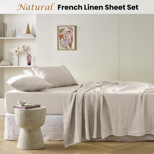 Natural French Linen Sheet Set by Vintage Design Homewares