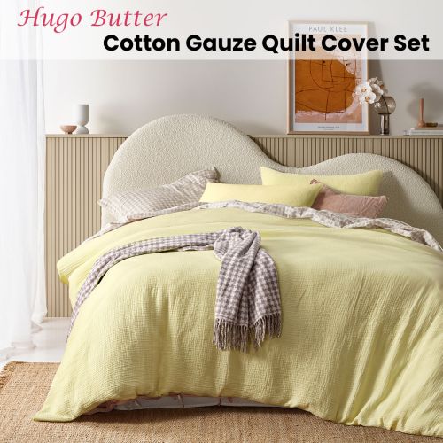 Hugo Butter Cotton Gauze Quilt Cover Set by Vintage Design Homewares