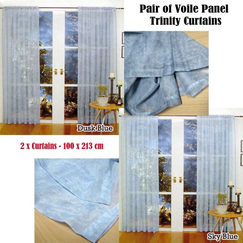 Pair of Voile Panel Trinity Unlined Curtains 100 x 213cm each