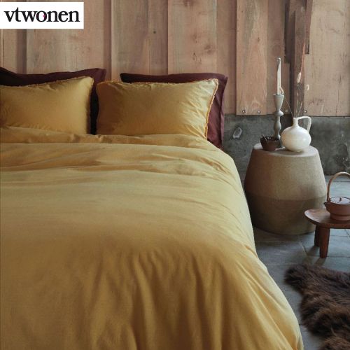 Natural Stone Fraying Yellow Quilt Cover Set by VTWonen