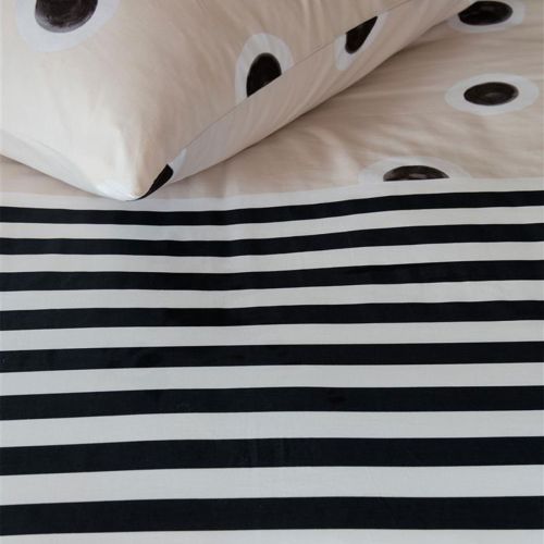 Stripe and Eye Natural Cotton Quilt Cover Set by VTWonen