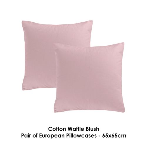 Pair of Waffle Blush Cotton European Pillowcases by Accessorize