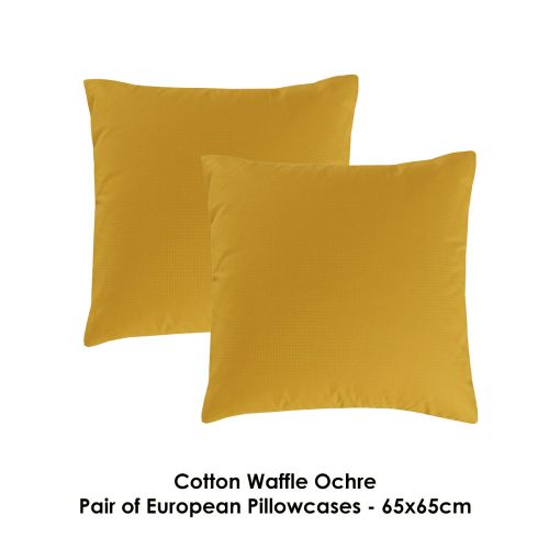 Pair of Waffle Ochre Cotton European Pillowcases by Accessorize