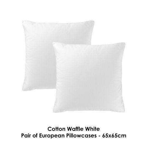 Pair of Waffle White Cotton European Pillowcases by Accessorize