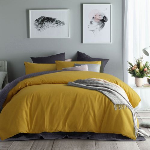 Waffle Ochre Cotton Quilt Cover Set by Accessorize