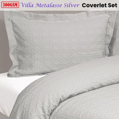 Villa Matelasse Silver Coverlet Set by Jason