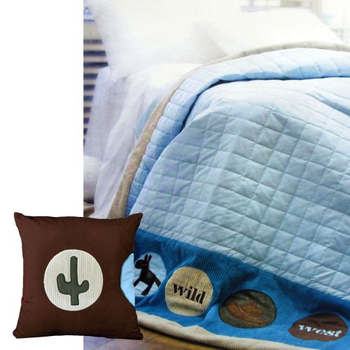 Wild Wild West Blue Embroidered Comforter Single with Bonus Cushion by Happy Kids