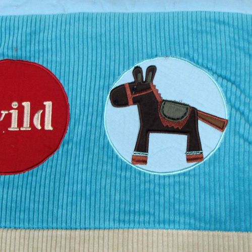 Wild Wild West Blue Embroidered Comforter Single with Bonus Cushion by Happy Kids