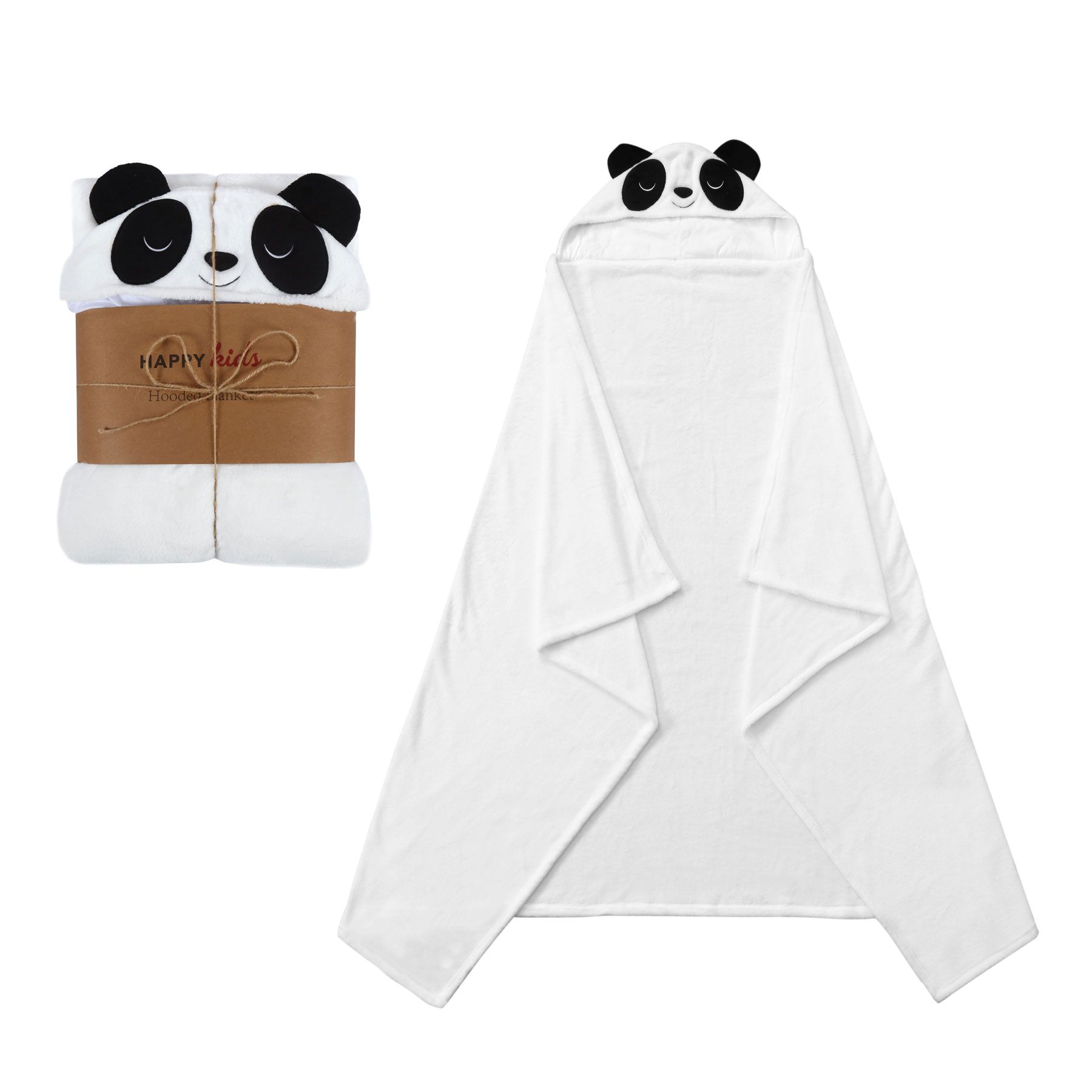 Panda Hooded Blanket 130 X 180 Cm By Happy Kids